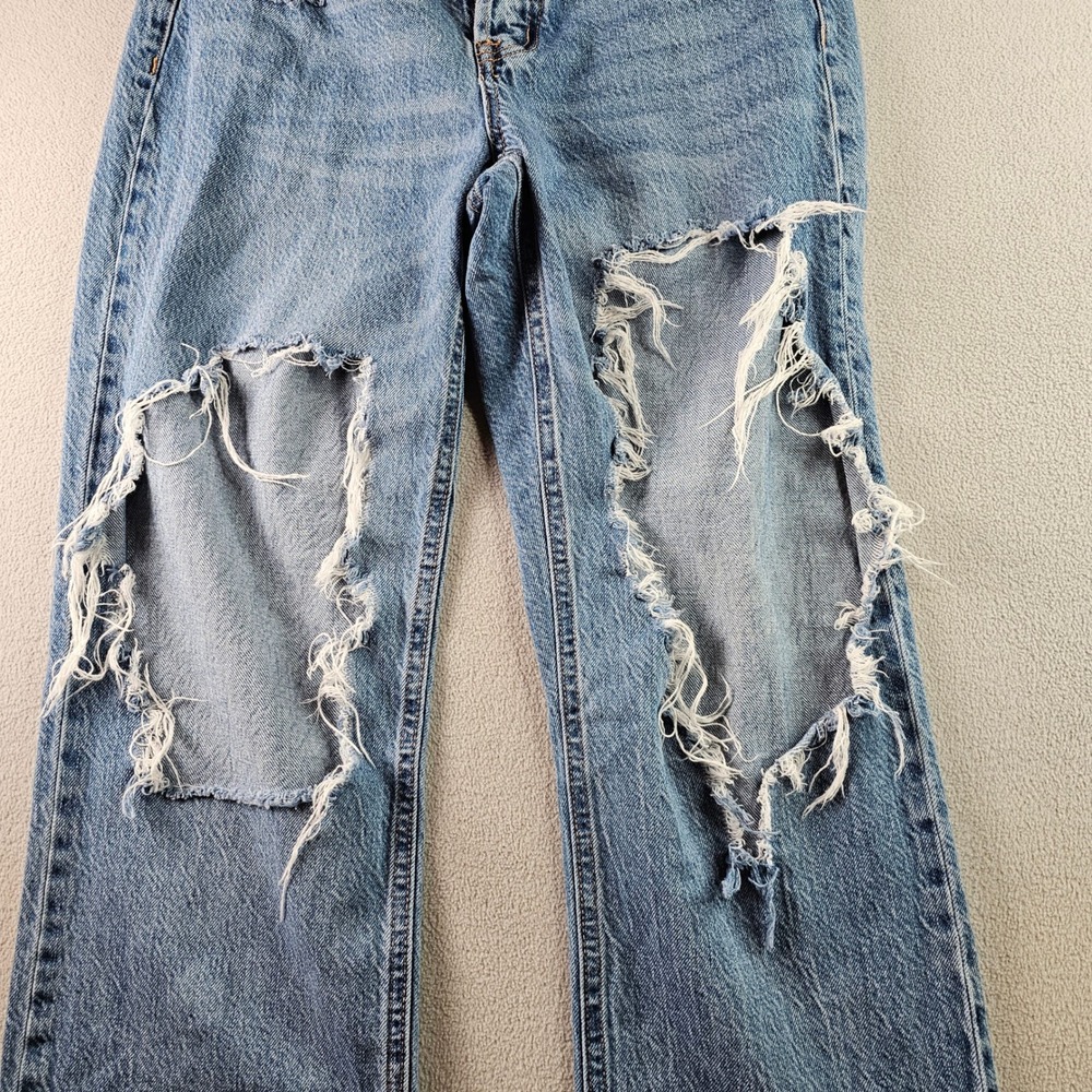 Aeropostale 90's Baggy Distressed Denim‎ Jeans Women 28W Blue Straight Leg - Picture 11 of 13